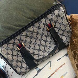 Gucci Beige and Black Monogram Handbag